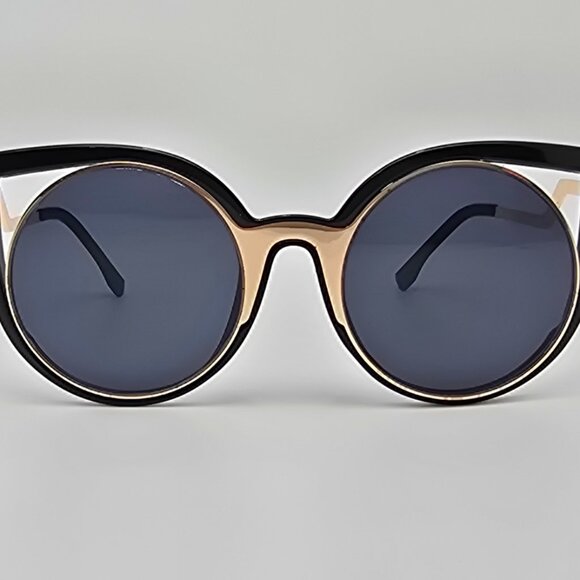 Prive Revaux The Feminist Black Gold Frame Grey Lens Round Cat Eye Sunglasses main image 6